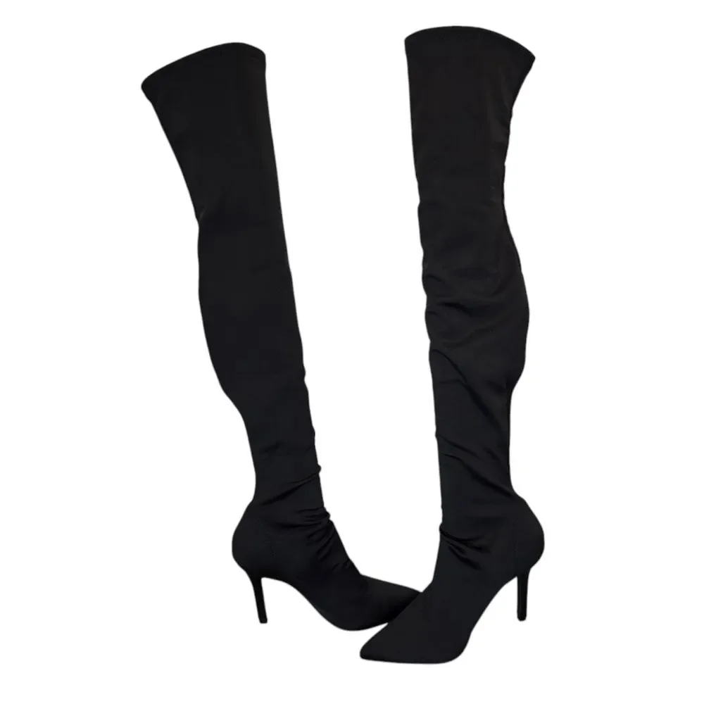 Primadonna Women's 36 Over-the-Knee Pointed Toe Tall Black Boots
